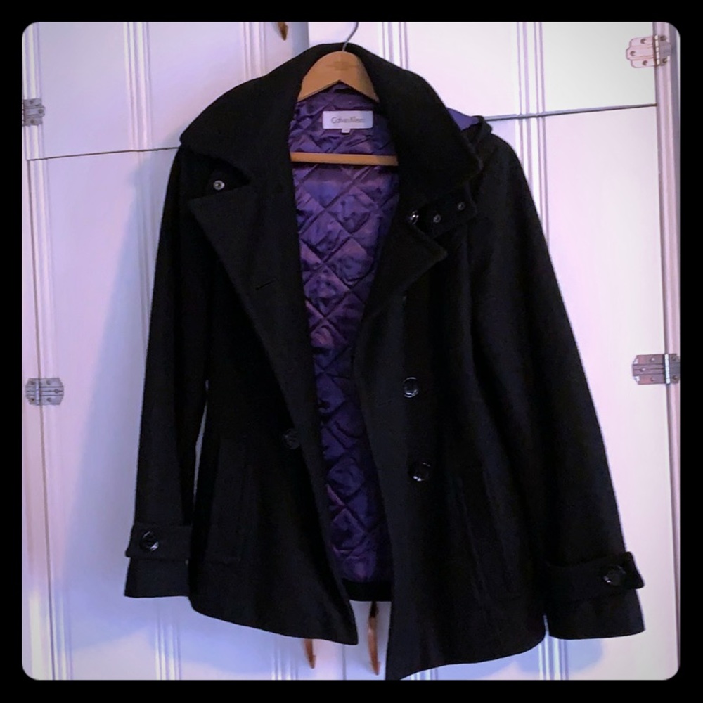 Calvin Klein coat. Black wool. Size 10.